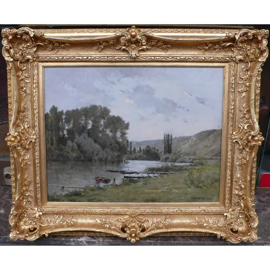 FOUBERT Emile Peinture Française 20è Siècle Ecole Barbizon La Seine à Vetheuil Huile Signée Certificat d’authenticité 3