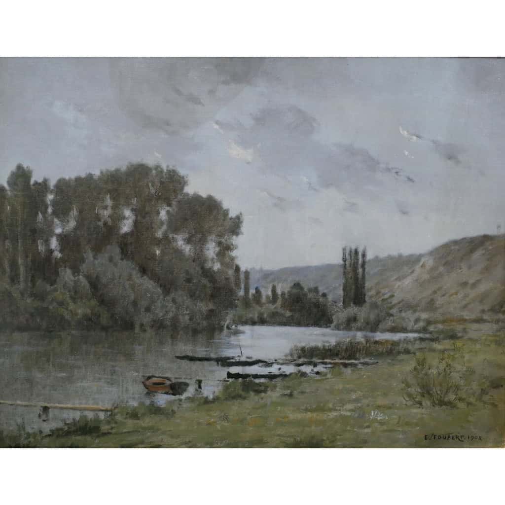 FOUBERT Emile Peinture Française 20è Siècle Ecole Barbizon La Seine à Vetheuil Huile Signée Certificat d’authenticité 8