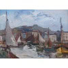 HERBO Fernand Peinture Française XXè Normandie Honfleur Et Son Port Huile sur Toile Signée Certificat 15