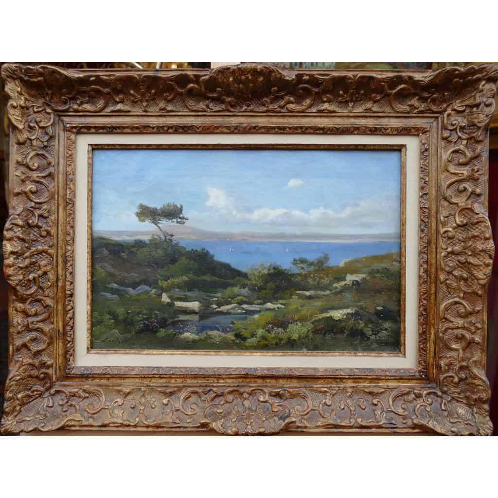 LANSYER Emmanuel Peinture 19ème Siècle Paysage De Méditerranée Huile Sur Toile Signée Datée Certificat 5