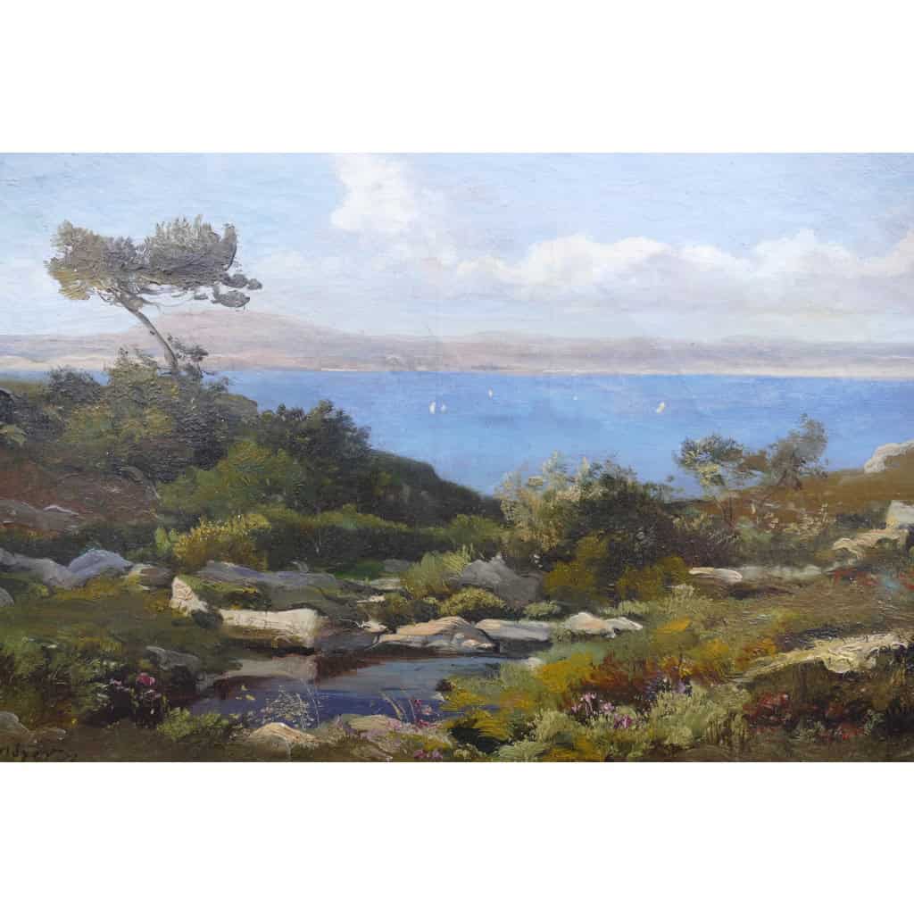 LANSYER Emmanuel Peinture 19ème Siècle Paysage De Méditerranée Huile Sur Toile Signée Datée Certificat 7