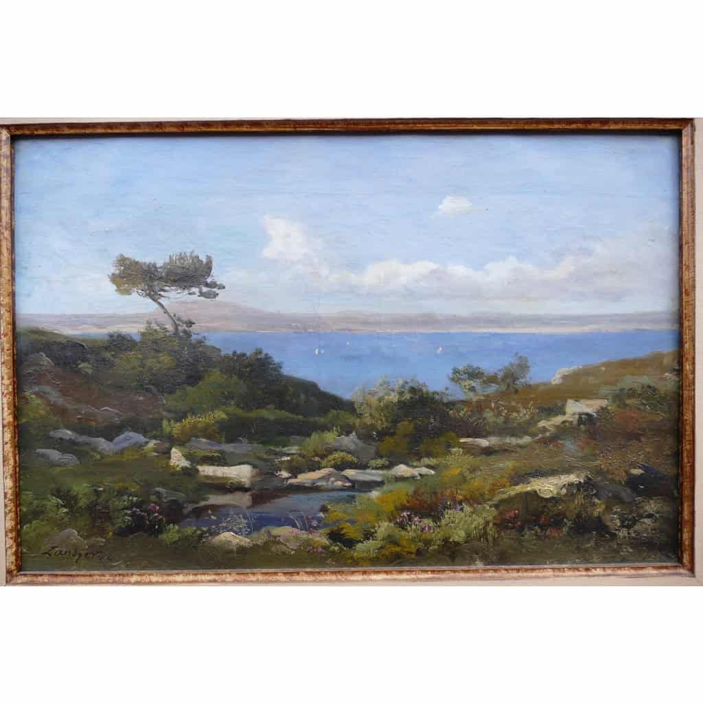 LANSYER Emmanuel Peinture 19ème Siècle Paysage De Méditerranée Huile Sur Toile Signée Datée Certificat 6