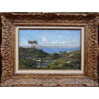 LANSYER Emmanuel Peinture 19ème Siècle Paysage De Méditerranée Huile Sur Toile Signée Datée Certificat 3