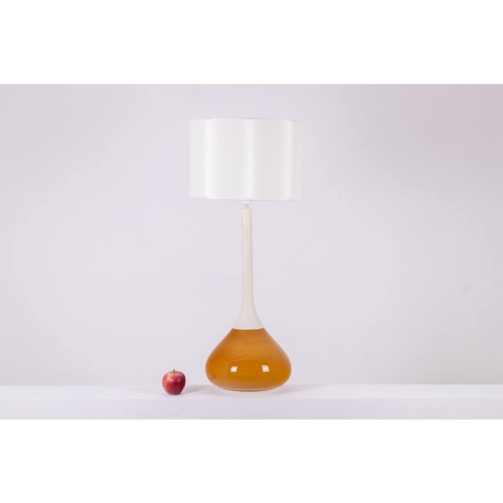 Lampe de forme bouteille en métal laqué blanc et opaline. Années 1970. LS6117337L 4