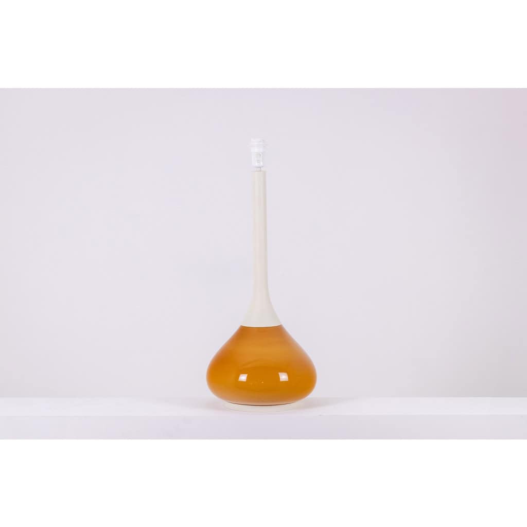 Lampe de forme bouteille en métal laqué blanc et opaline. Années 1970. LS6117337L 6