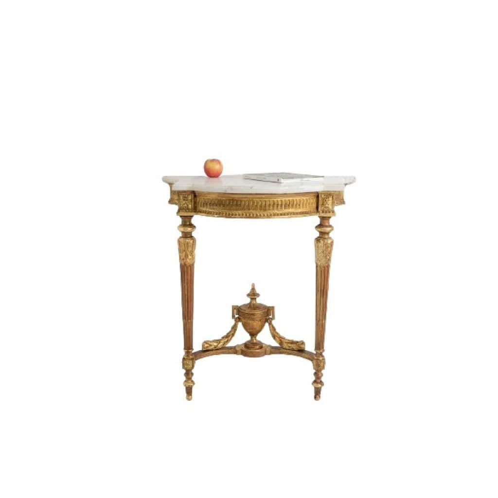 Console en bois doré et sculpté, plateau de marbre. Circa 1880. LS5551B559P 4