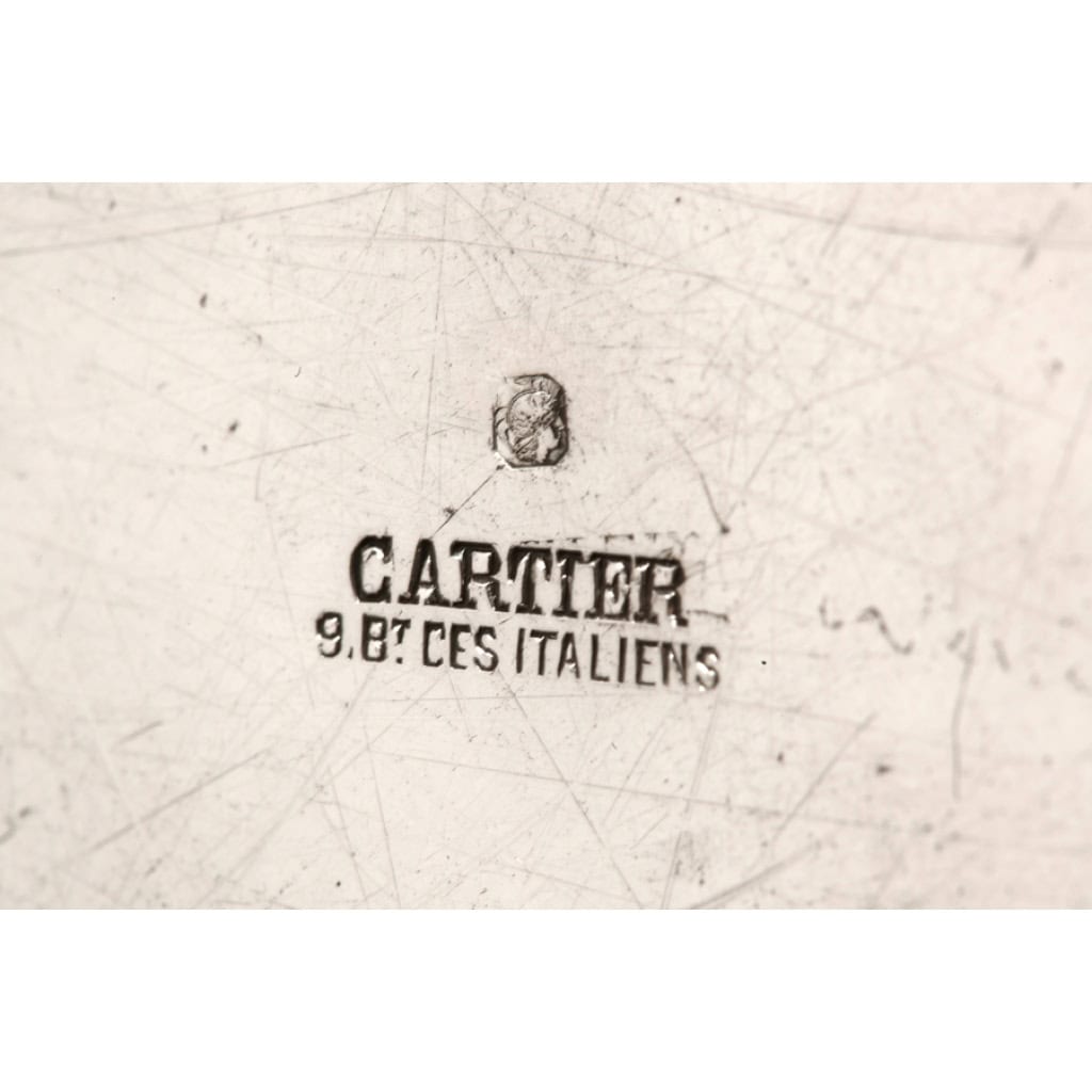 Orfèvre Cartier – Plateau rond en argent massif début XXe 7