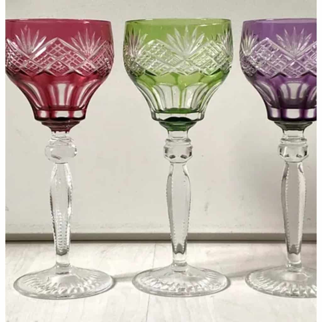 3 GRANDS VERRES DE COULEUR ROEMER. cristallerie Val Saint Lambert 9