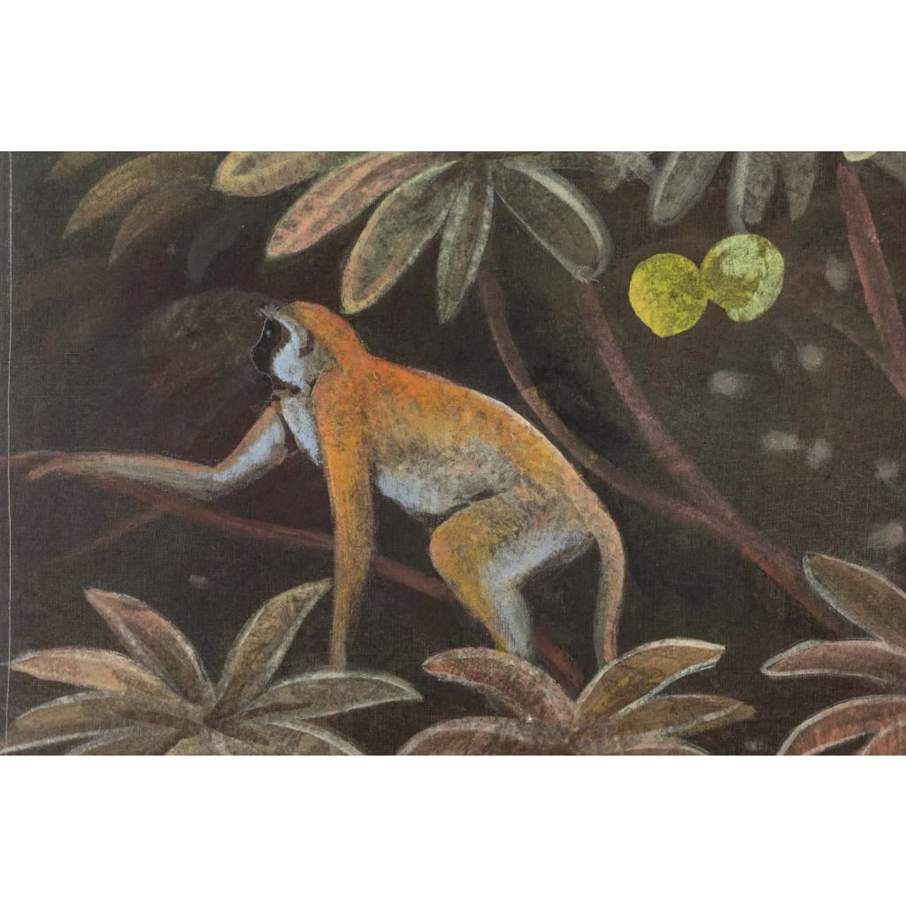 Toile peinte représentant des animaux sur un fond exotique. Contemporain.LS61281089I 6