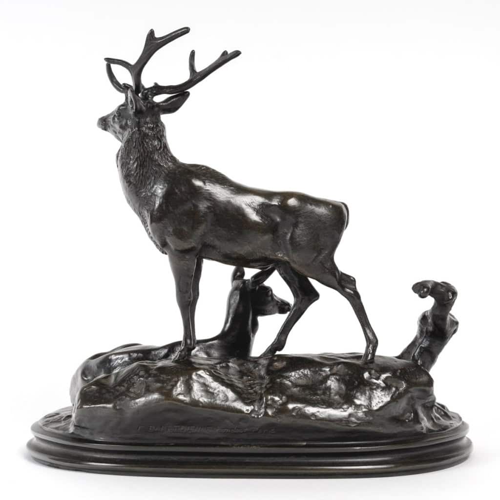 Groupe En Bronze – Famille De Cerf , Antoine – Louis Barye (1795-1875) 8