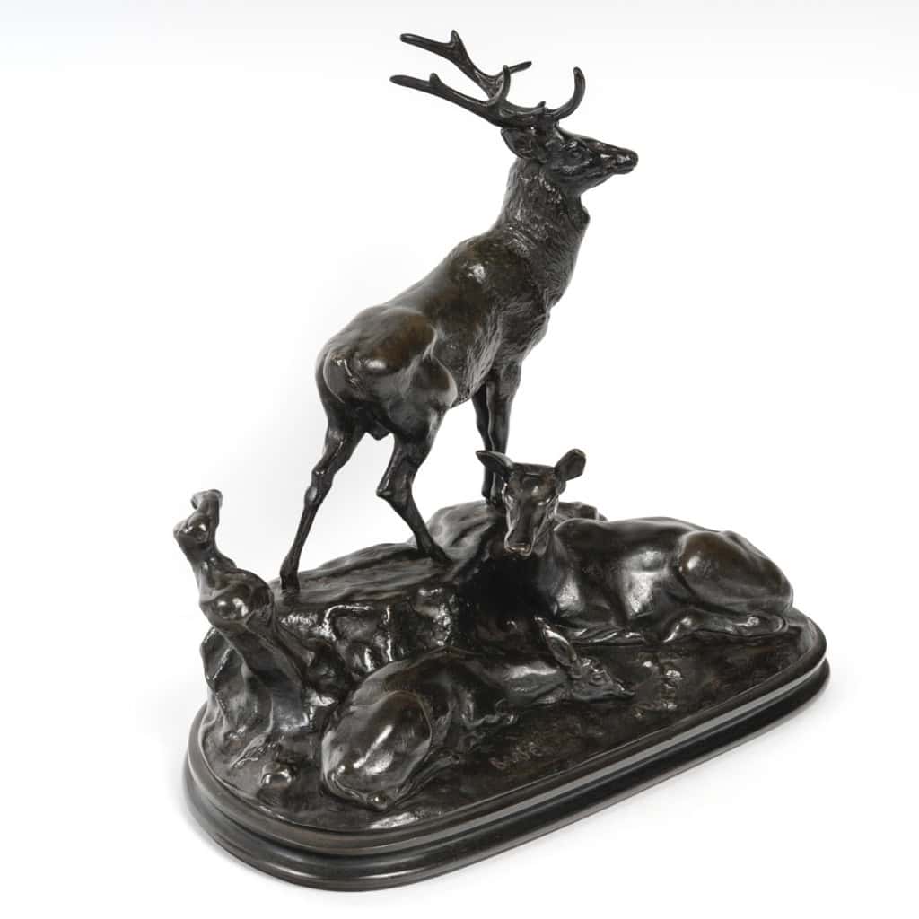 Groupe En Bronze – Famille De Cerf , Antoine – Louis Barye (1795-1875) 5