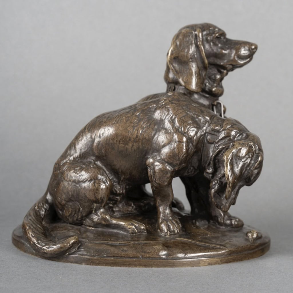 Groupe De Bassets  » Ravageot Et Ravageode  » , Emmanuel Fremiet (1824 -1910) – Bronze 7