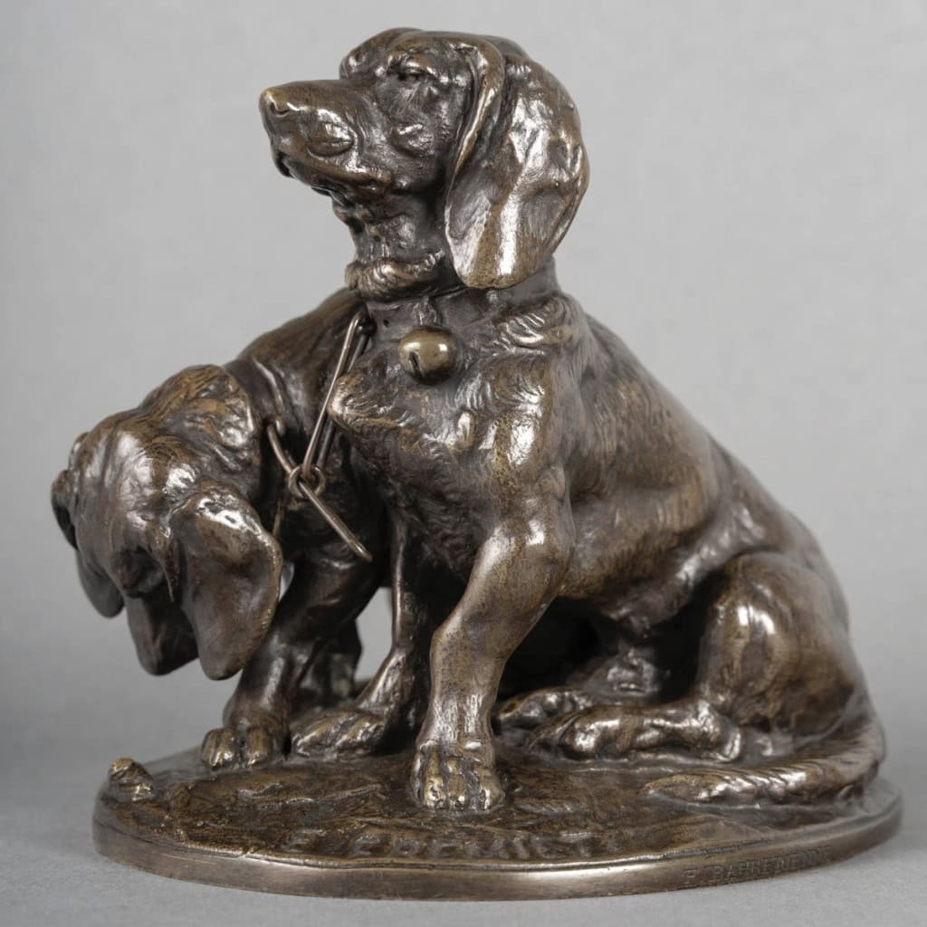 Groupe De Bassets  » Ravageot Et Ravageode  » , Emmanuel Fremiet (1824 -1910) – Bronze 6