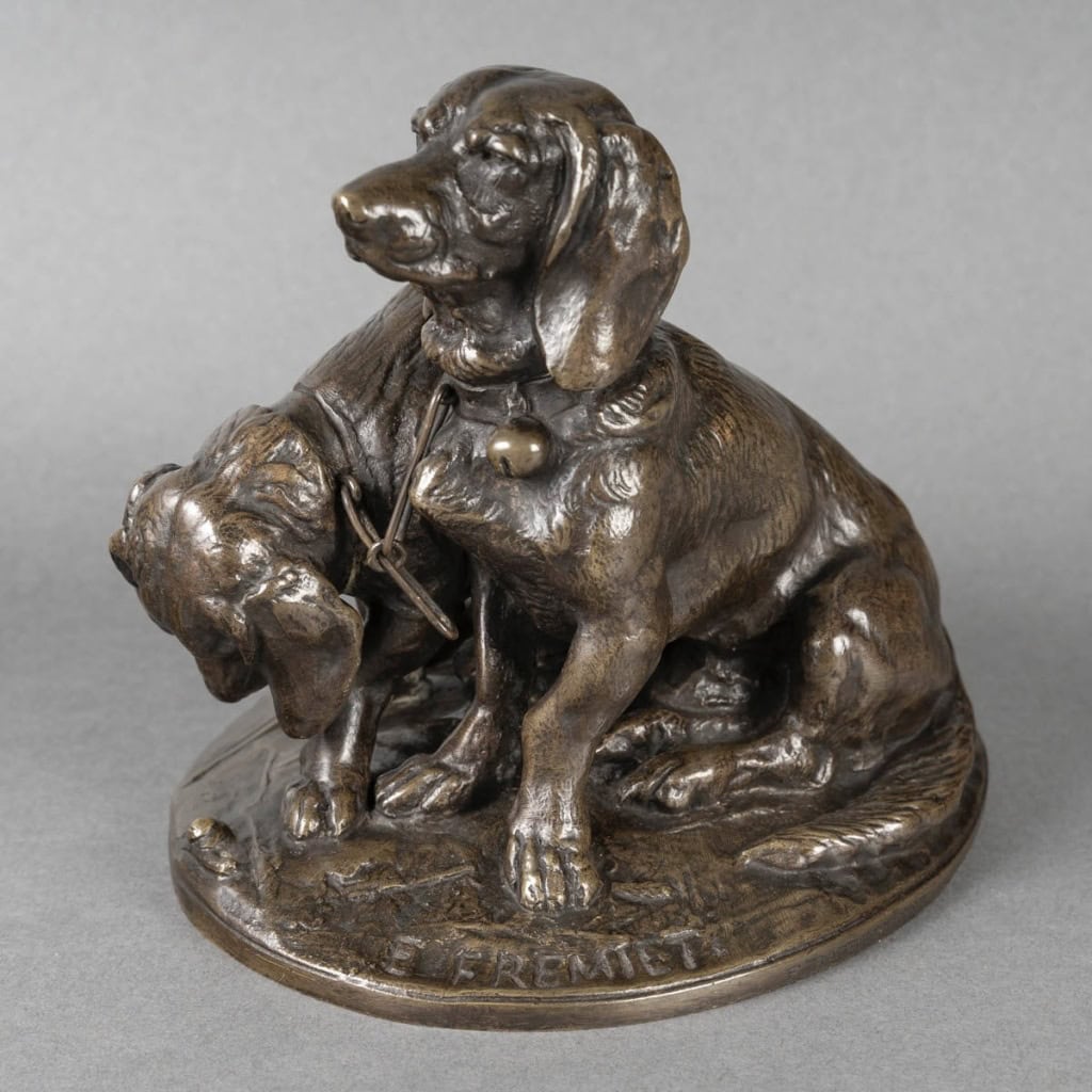 Groupe De Bassets  » Ravageot Et Ravageode  » , Emmanuel Fremiet (1824 -1910) – Bronze 5