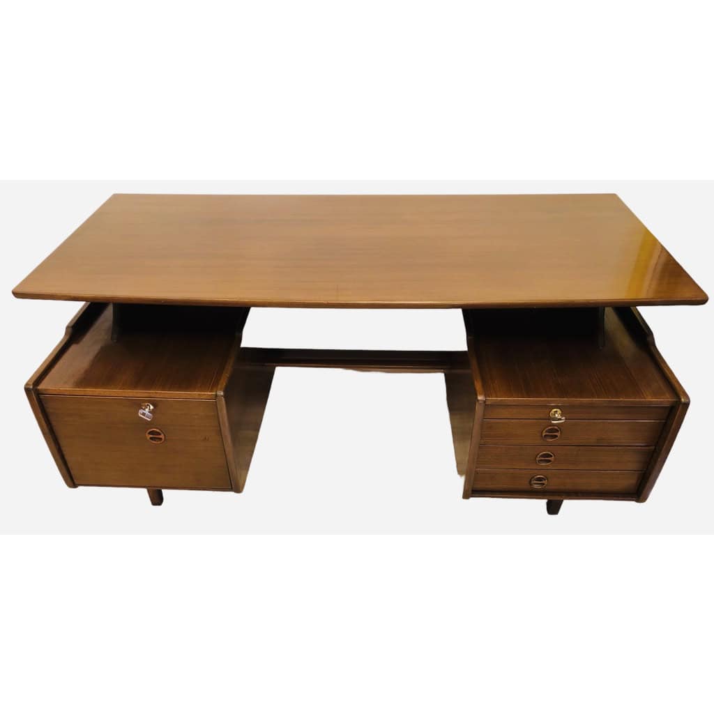 HAUVILLE Jacques Bureau Double Face Ouvrant Par Trois Tiroirs Et Un Caisson 8