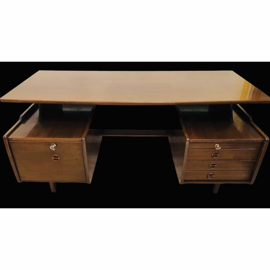 HAUVILLE Jacques Bureau Double Face Ouvrant Par Trois Tiroirs Et Un Caisson 7