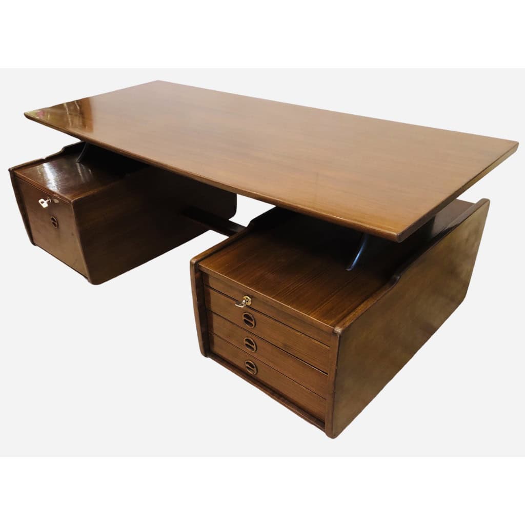 HAUVILLE Jacques Bureau Double Face Ouvrant Par Trois Tiroirs Et Un Caisson 5