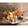 CAUCHOIX Eugène Nature morte aux fruits sur plateau d’argent Huile Sur Toile Signée Certificat d’authenticité 22