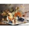 CAUCHOIX Eugène Nature morte aux fruits sur plateau d’argent Huile Sur Toile Signée Certificat d’authenticité 20