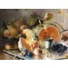 CAUCHOIX Eugène Nature morte aux fruits sur plateau d’argent Huile Sur Toile Signée Certificat d’authenticité 19