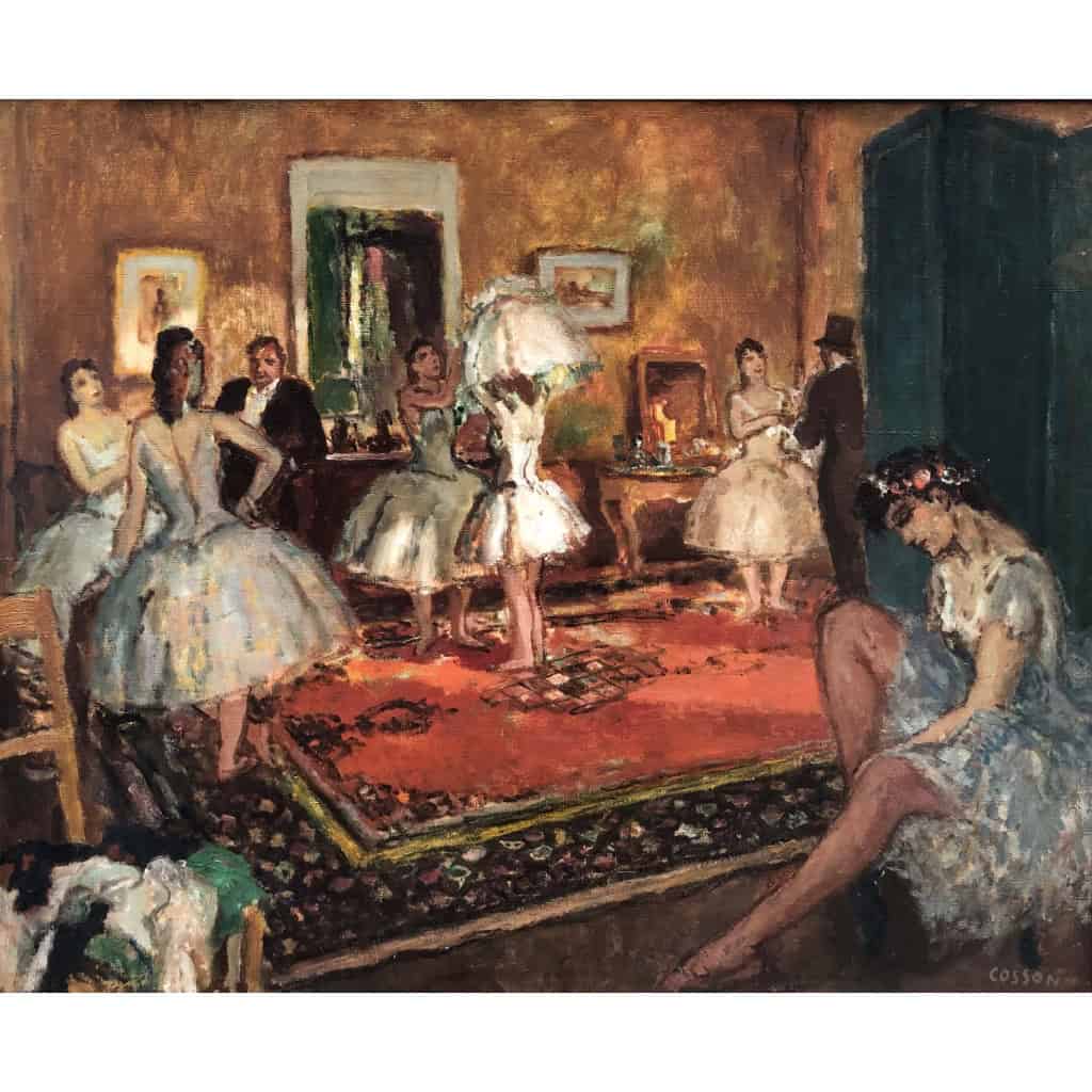 COSSON Marcel Peinture 20è siècle Paris La loge à l’Opéra Huile sur Toile Signée Certificat d’Authenticité 4