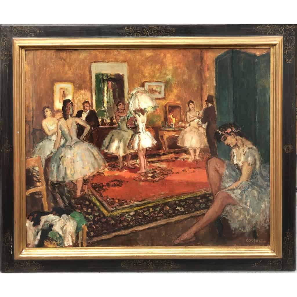 COSSON Marcel Peinture 20è siècle Paris La loge à l’Opéra Huile sur Toile Signée Certificat d’Authenticité 3