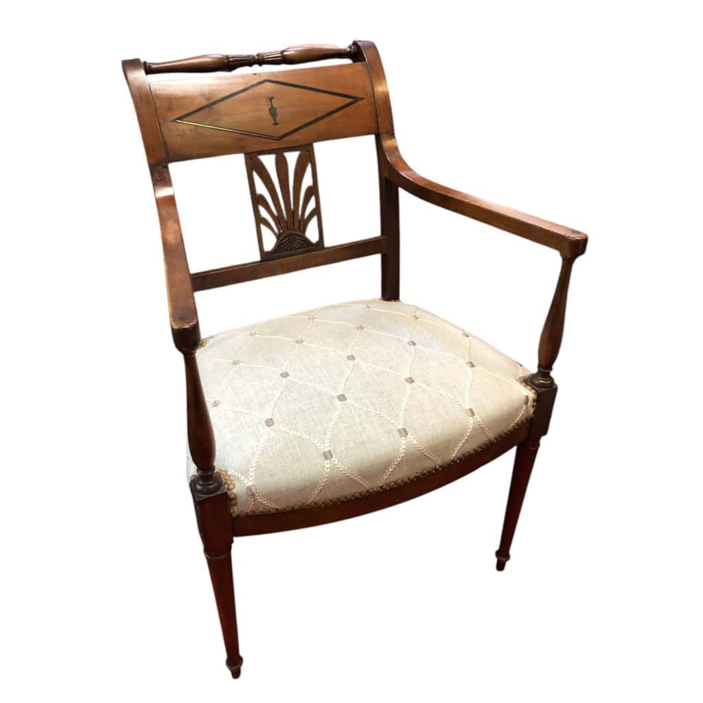 Fauteuil à dossier plat d’époque Directoire estampillé Chapuis 11