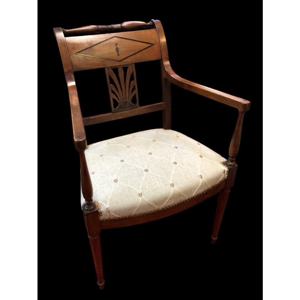 Fauteuil à dossier plat d’époque Directoire estampillé Chapuis 12