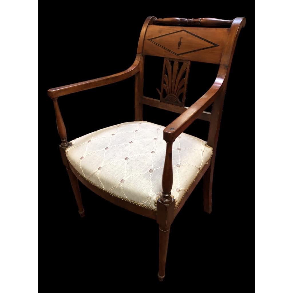 Fauteuil à dossier plat d’époque Directoire estampillé Chapuis 14