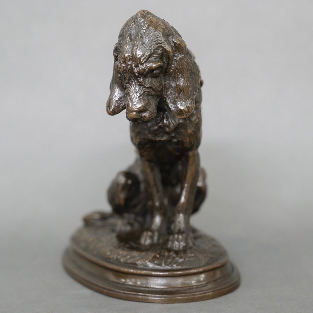 Sculpture – Chien Terrier Assis , Emmanuel Frémiet (1824-1910) – Bronze 5