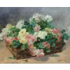 Jeannin Georges Peinture Française 19è Siècle Panier De Roses Huile Sur Toile Signée Certificat 23