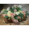 Jeannin Georges Peinture Française 19è Siècle Panier De Roses Huile Sur Toile Signée Certificat 20