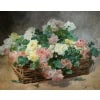 Jeannin Georges Peinture Française 19è Siècle Panier De Roses Huile Sur Toile Signée Certificat 28