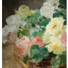 Jeannin Georges Peinture Française 19è Siècle Panier De Roses Huile Sur Toile Signée Certificat 24