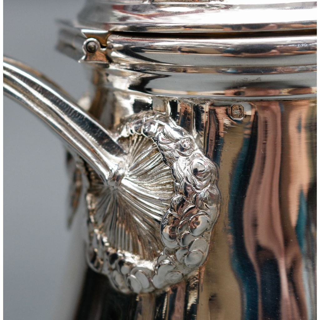 LELIÈVRE (Eugène-Alfred) – Cafetière en argent Massif TIFFANY circa 1880 ART NOUVEAU 22