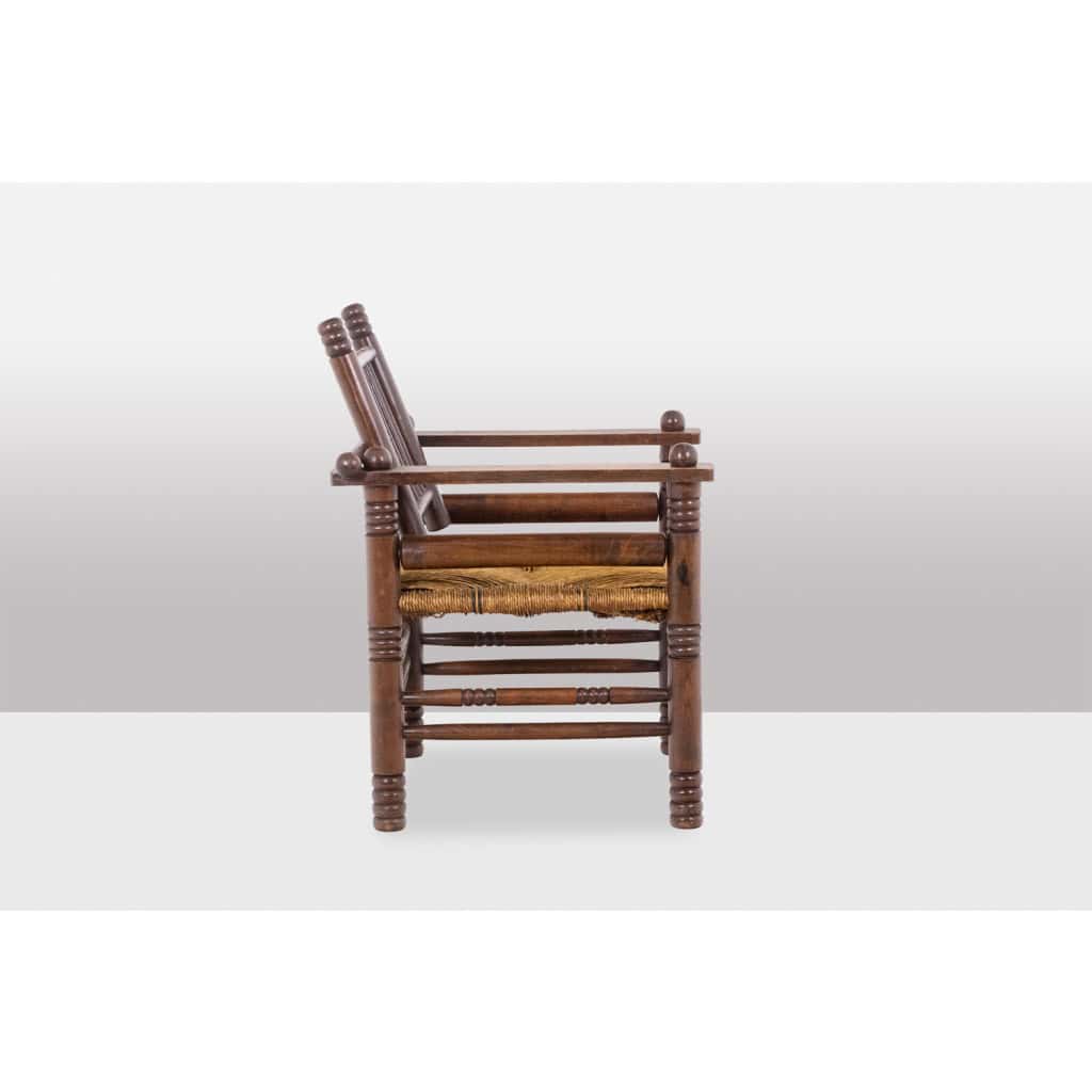 Charles Dudouyt. Fauteuil de style Brutaliste en hêtre. Années 1960. LS6147609B 5