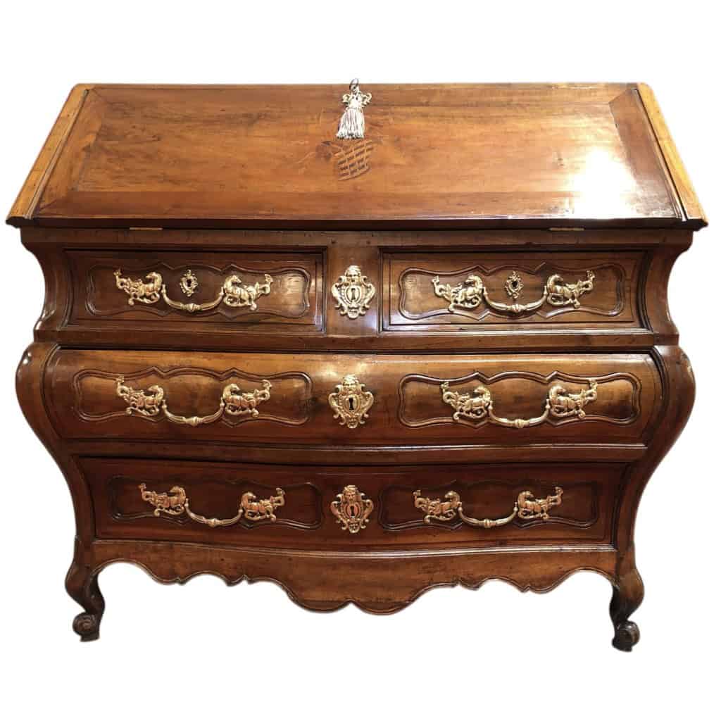 Commode Bordelaise dite scriban en noyer et acajou époque Louis XV 15