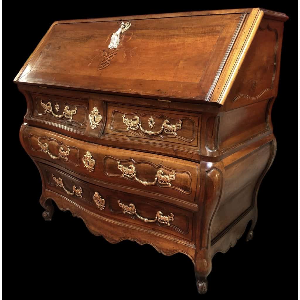 Commode Bordelaise dite scriban en noyer et acajou époque Louis XV 18