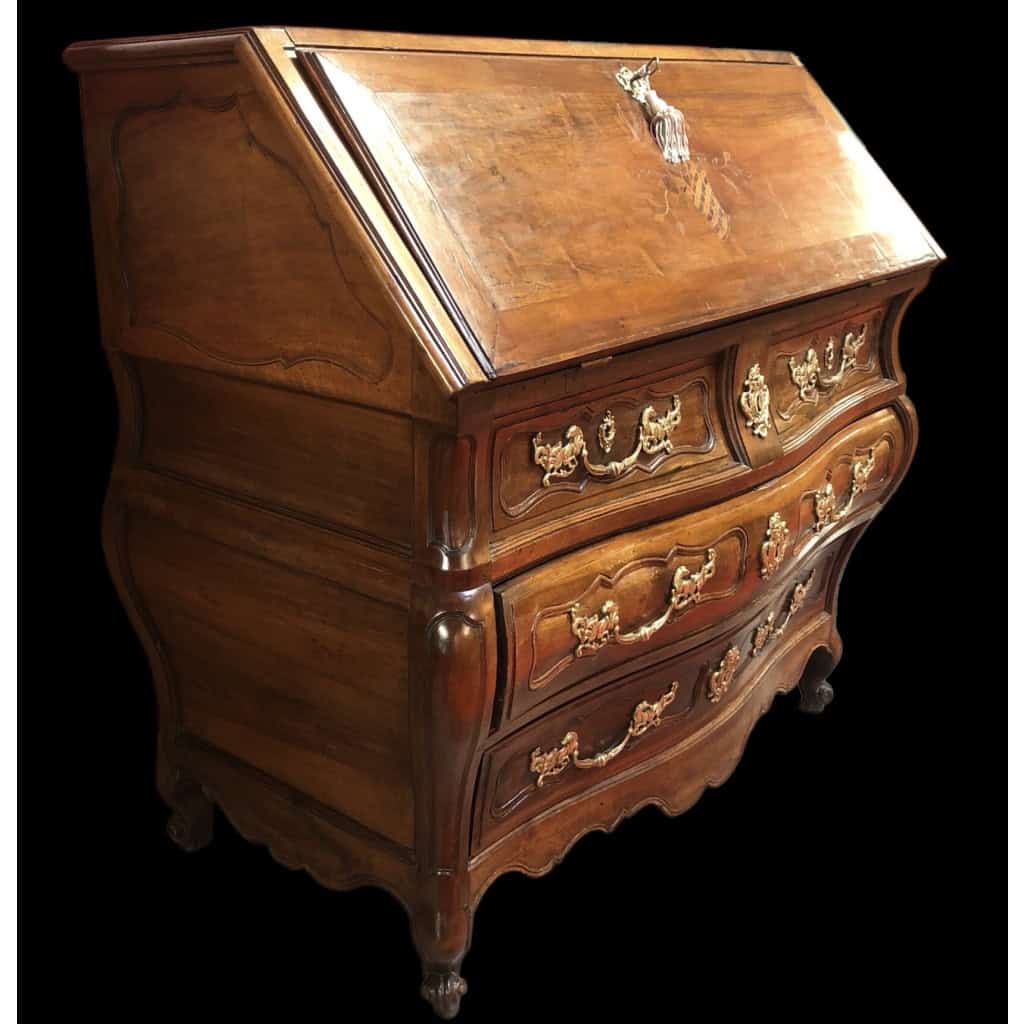 Commode Bordelaise dite scriban en noyer et acajou époque Louis XV 6