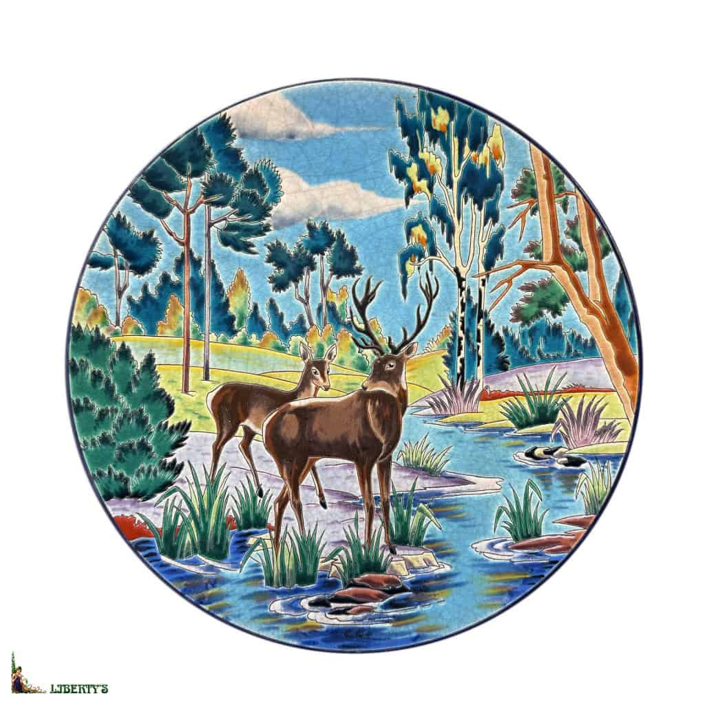 Grand plat « Clair matin » Emaux de Longwy, Création Paul Mignon, Nr /150, diam. 36 cm, (1950-1960) 3