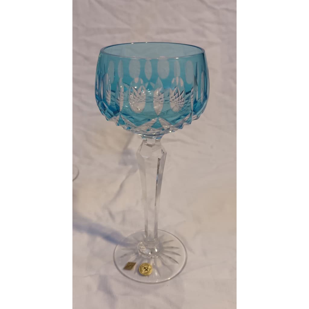 7 verres roemers de couleur, cristal de Lorraine 6