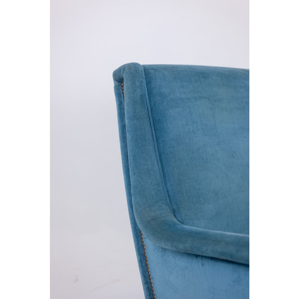 Fauteuil en velours bleu, piètement en hêtre. Années 1950. LS4410409A 11