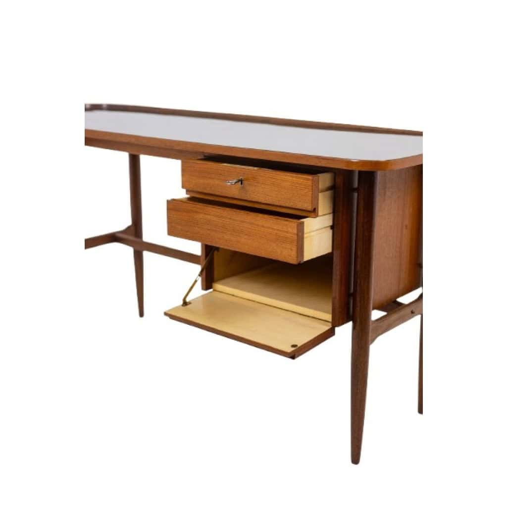 Bureau en teck, de forme libre. Années 1950. LS614859Q 11