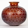 1930 René Lalique – Vase Grenade Verre Rouge Ambré Patiné Blanc 8