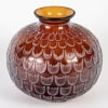 1930 René Lalique – Vase Grenade Verre Rouge Ambré Patiné Blanc 10