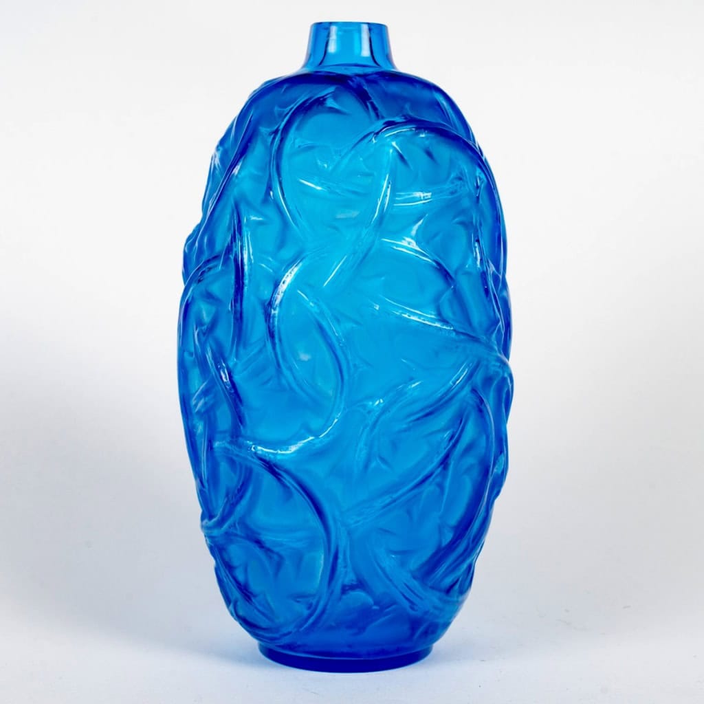 1921 René Lalique – Vase Ronces Verre Bleu Electrique 5