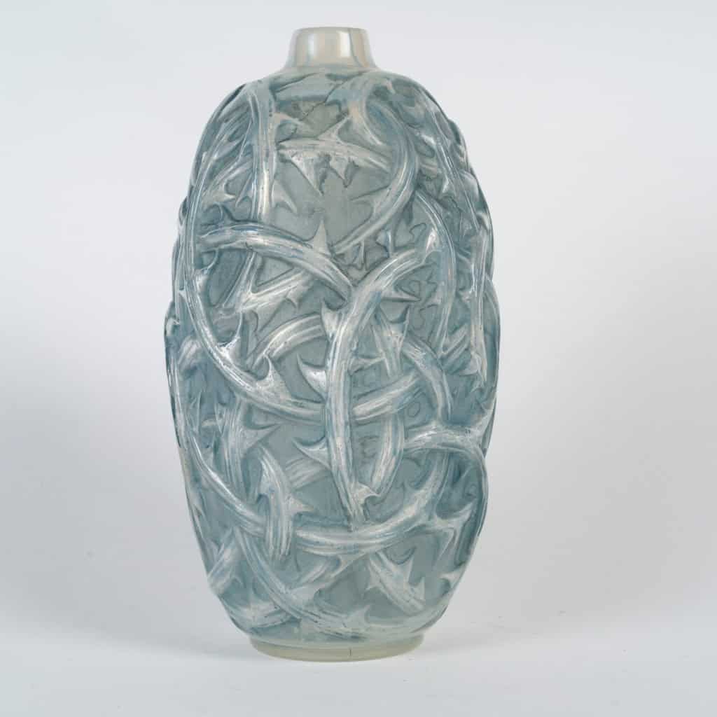 1921 René Lalique – Vase Ronces Verre Opalescent Patiné Bleu 3