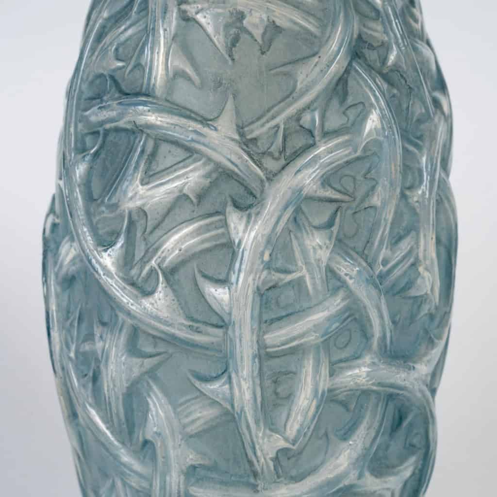 1921 René Lalique – Vase Ronces Verre Opalescent Patiné Bleu 6