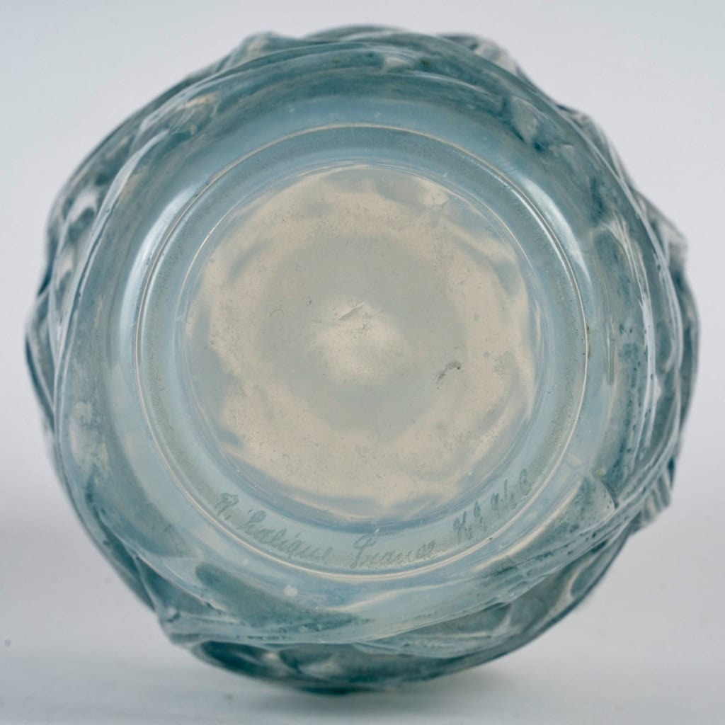 1921 René Lalique – Vase Ronces Verre Opalescent Patiné Bleu 8