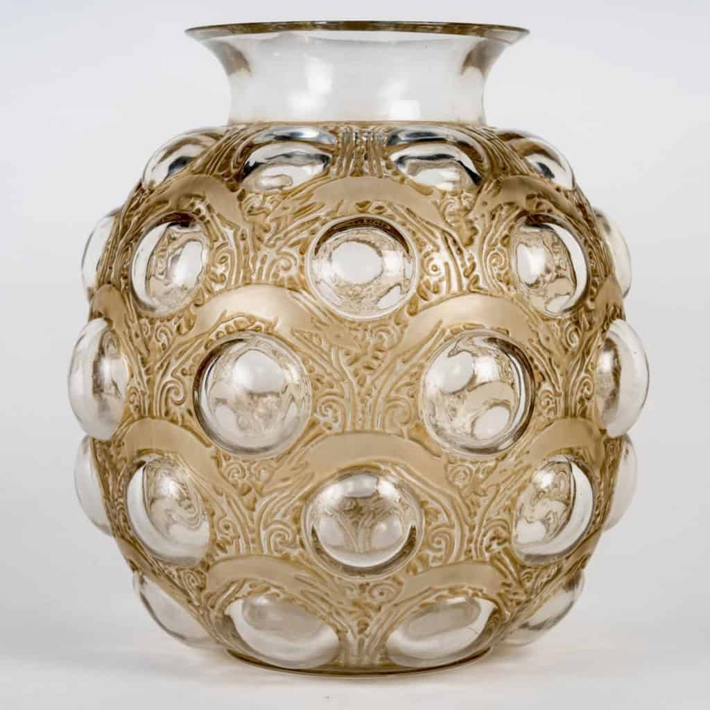 1925 René Lalique – Vase Antilopes Verre Blanc Patiné Sépia 3